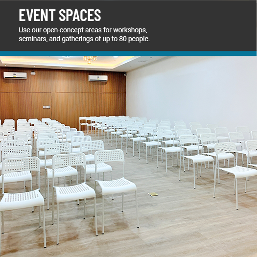 Photo of event spaces for up to 80 people